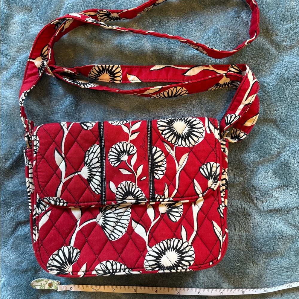 Vera Bradley Elegant Floral Crossbody Bag in Red
